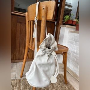 Vintage ivory leather crossbody backpack